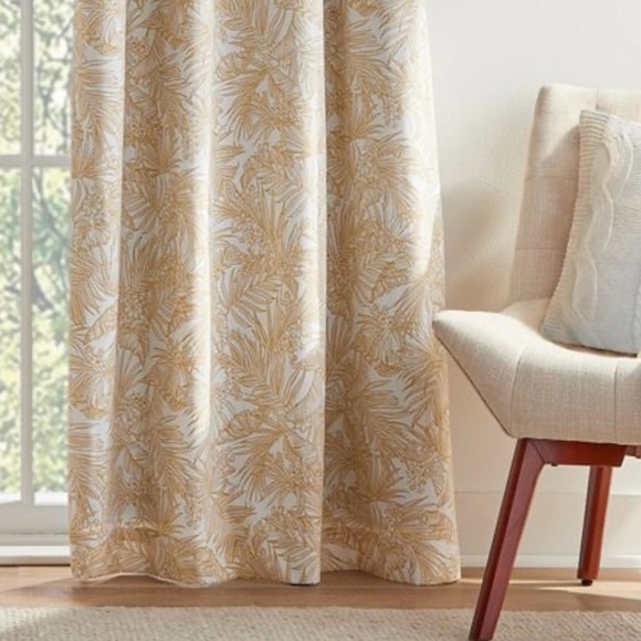 Tommy Hilfiger Tropical Floral Curtain Panel Pair Sahara Sun - 108 Inches - Picture 2 of 7